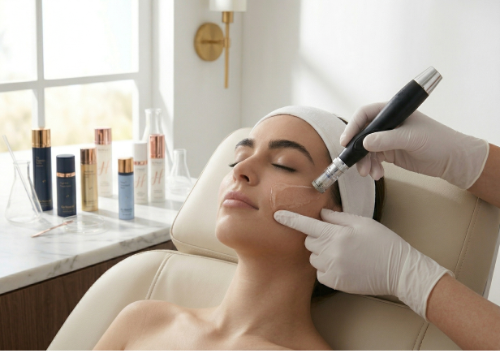 Microneedling treatment in progress at Ovation Med Spa